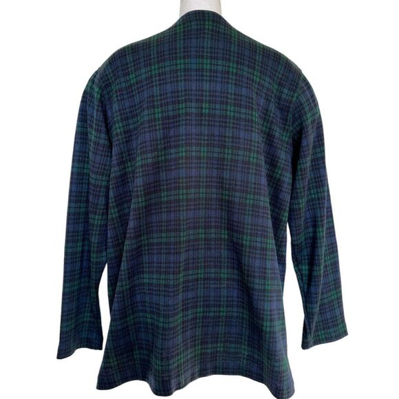 Vintage Tartan Plaid Sweater Blazer Jacket Size M Blue Green Statement Button - Picture 2 of 7